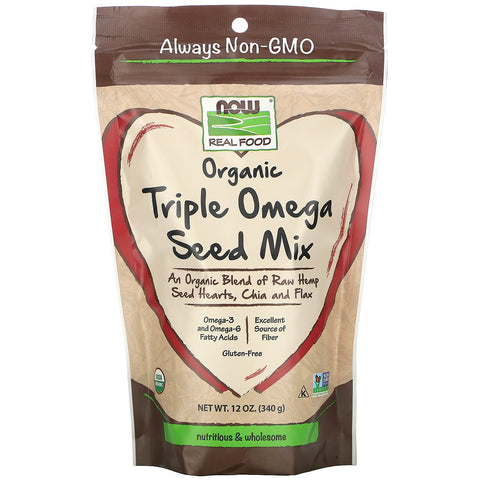 Now Foods, Real Food, Organic Triple Omega Seed Mix, 12 oz (340 g)
