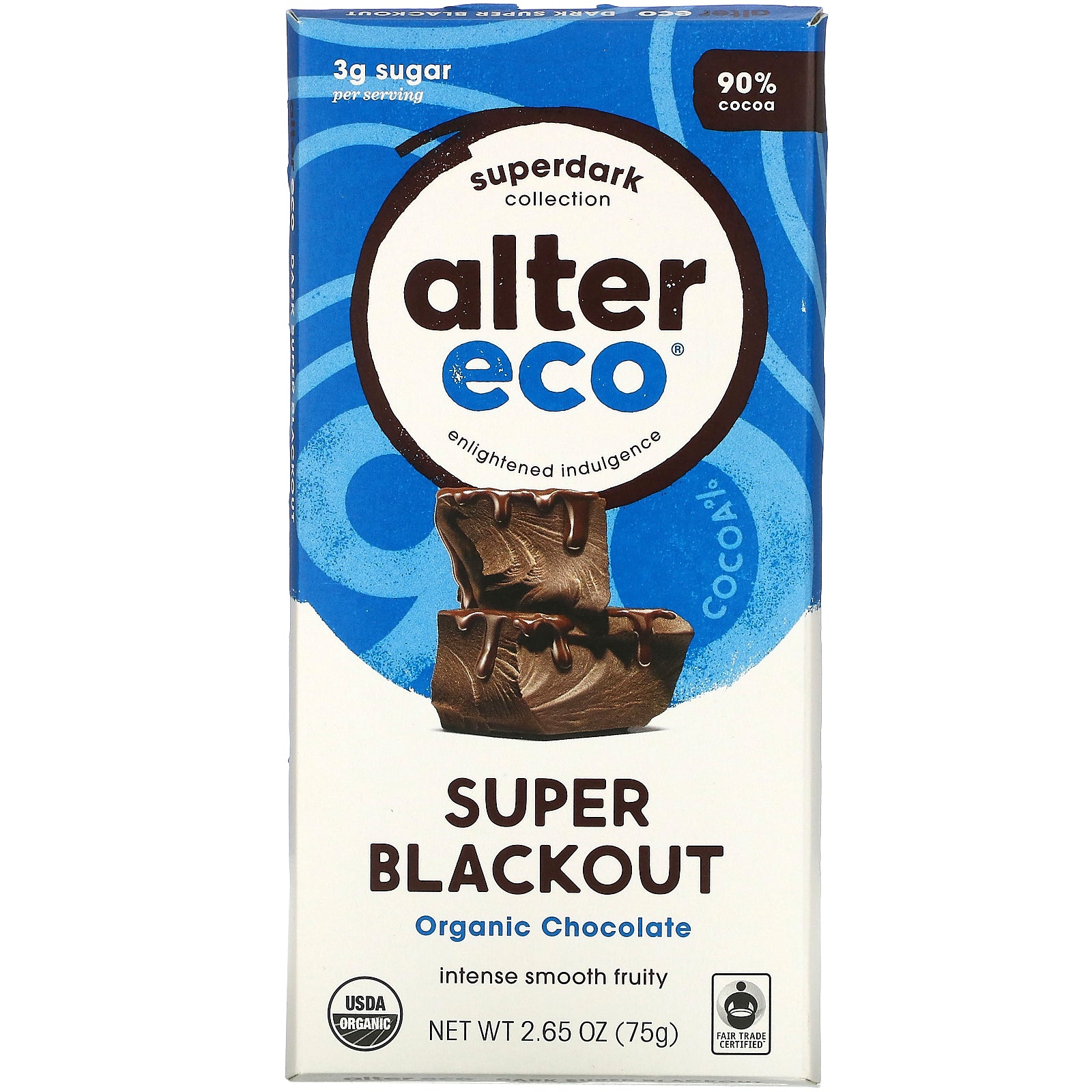 Alter Eco, Organic Chocolate Bar, Super Blackout, 2.65 oz (75 g)