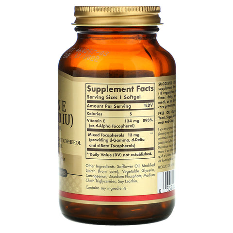 Solgar, E-vitamin, 134 mg (200 IE), 100 vegetariske softgels