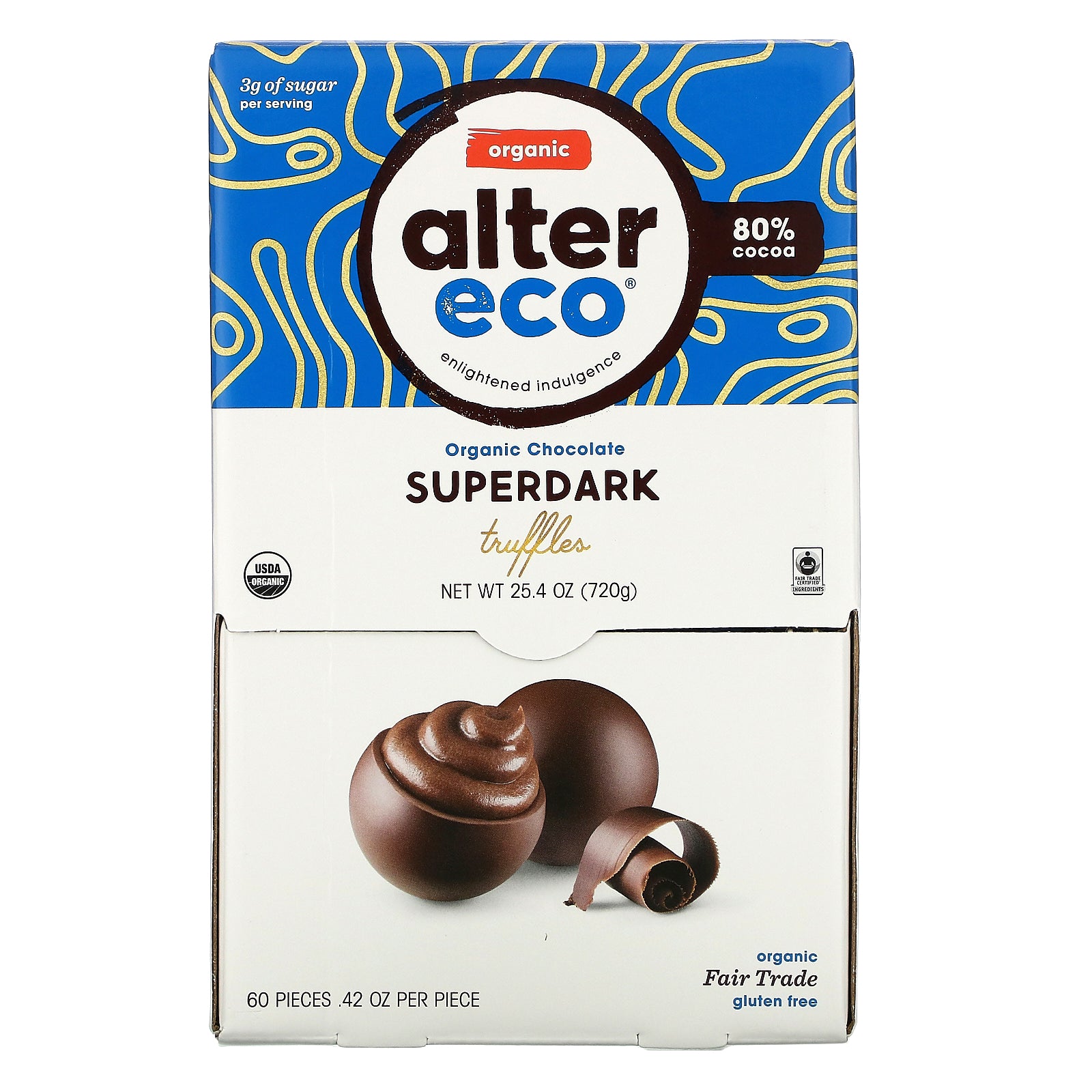 Alter Eco, Organic Chocolate Truffles, Superdark, 60 pieces, .42 oz Each