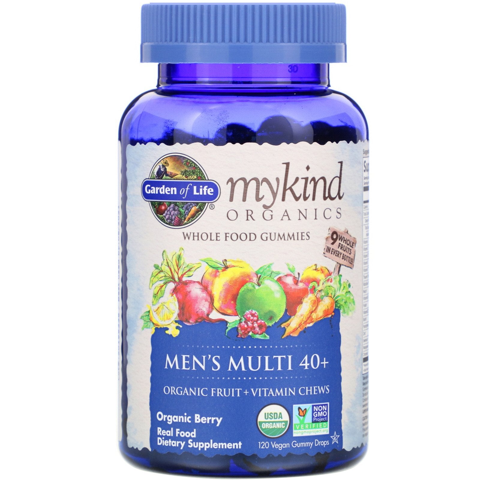 Garden of Life, MyKind Organics, Men's Multi 40+, Organic Berry, 120 Vegan Gummy Drops