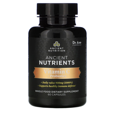 Dr. Axe / Ancient Nutrition, Ancient Nutrients, Vitamin C + Probiotics, 60 Capsules