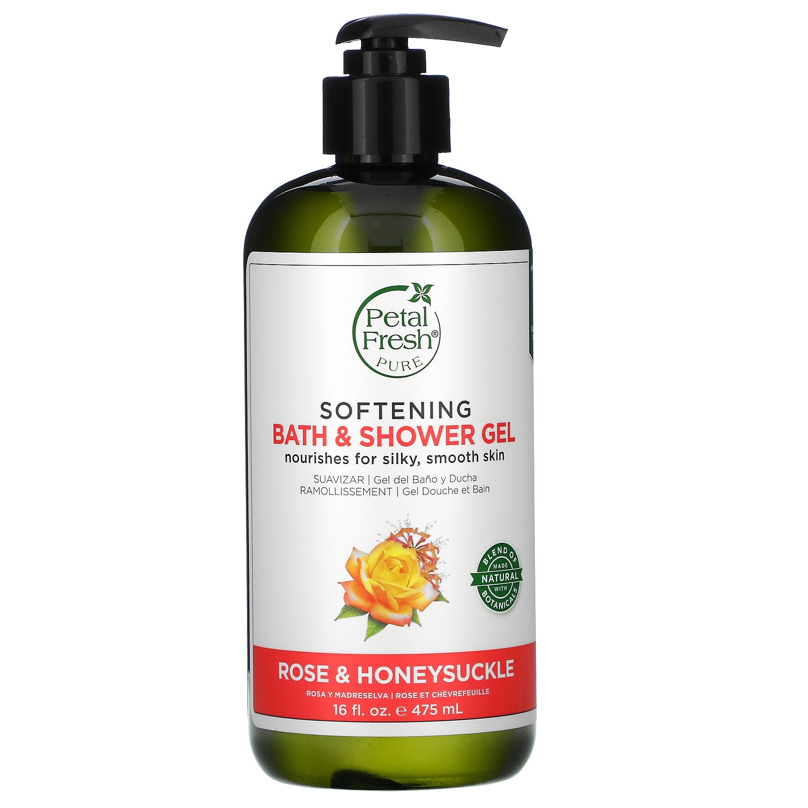 Petal Fresh, Softening Bath & Shower Gel, Rose & Honeysuckle, 16 fl oz (475 ml)